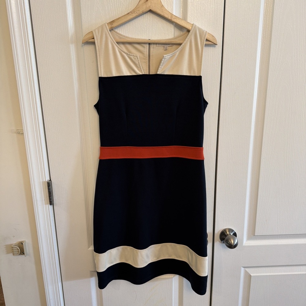 41 Hawthorn Sheath Dress Women's Medium White Blue Red Color Block Sleeveless